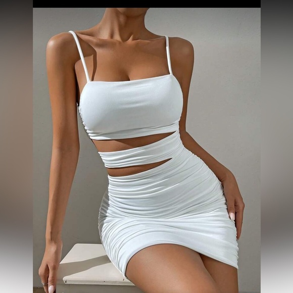 SHEIN Dresses & Skirts - NEW White cut out body con dress. Size XSmall